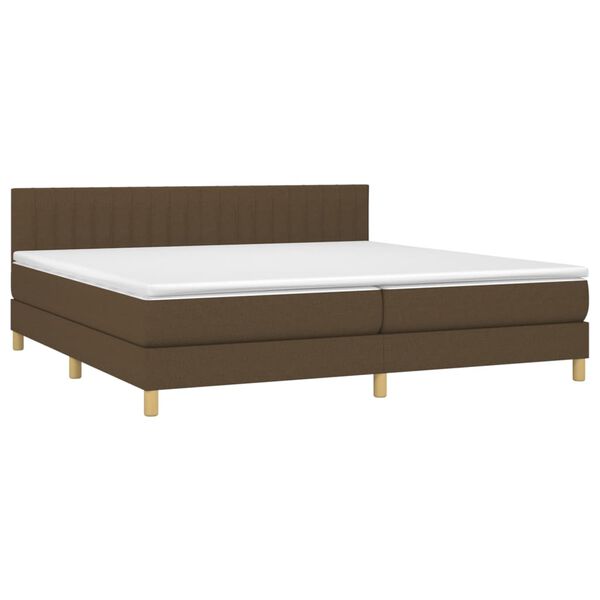 vidaXL Cama box spring c/ colch&atilde;o/LED 200x200cm tecido castanho-escuro