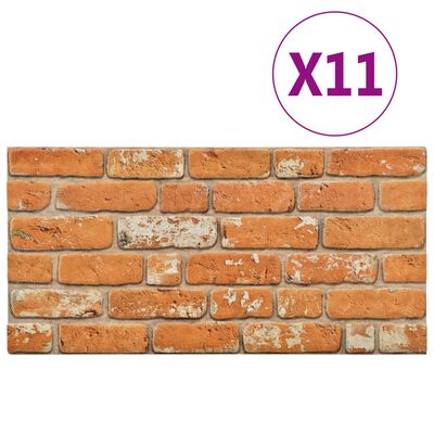 vidaXL Painéis de parede 3D design tijolos castanho-claro 11 pcs EPS