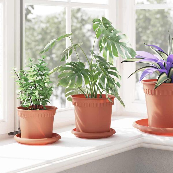 vidaXL Vaso Redondo para Flores 24 pcs Vermelho Tijolo &Oslash; 15 x 12 cm