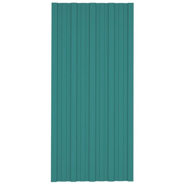 vidaXL Painéis de telhado 12 pcs 100x45 cm aço galvanizado verde