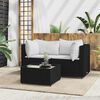 vidaXL 3 pcs conjunto lounge de jardim c/ almofad&otilde;es vime PE preto
