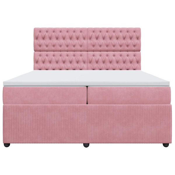 vidaXL Cama com molas/colch&atilde;o 200x200 cm veludo rosa