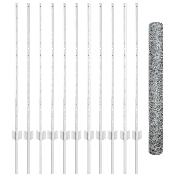 vidaXL Cerca com Poste Prateado 1 x 25 m A&ccedil;o