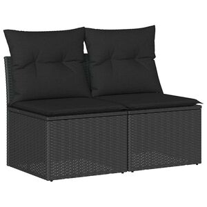 vidaXL 2 pcs conjunto sof&aacute;s jardim c/ almofad&otilde;es vime PE/ac&aacute;cia preto