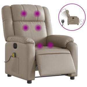 vidaXL Poltrona massagens reclin&aacute;vel el&eacute;trica couro artif. cappuccino