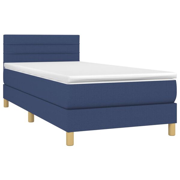 vidaXL Cama box spring c/ colch&atilde;o e LED 80x200 cm tecido azul