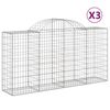 vidaXL Cestos gabi&atilde;o arqueados 3pcs 200x50x100/120cm ferro galvanizado