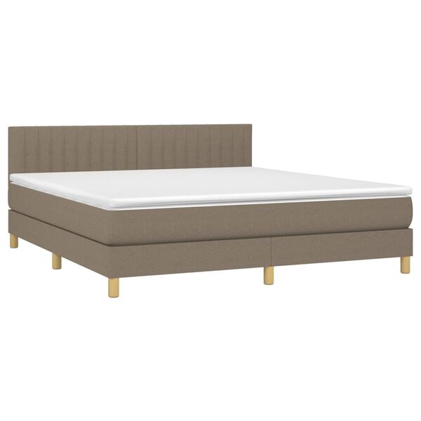 vidaXL Cama box spring colch&atilde;o/LED 160x200 cm tecido cinza-acastanhado