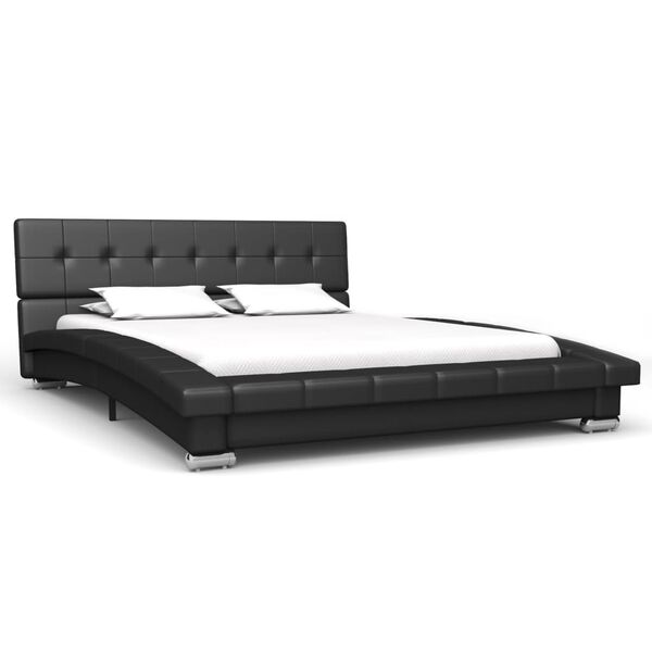 vidaXL Estrutura de cama 200x120 cm couro artificial preto