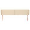 vidaXL Cabeceira de cama c/ abas tecido 203x23x78/88 cm creme