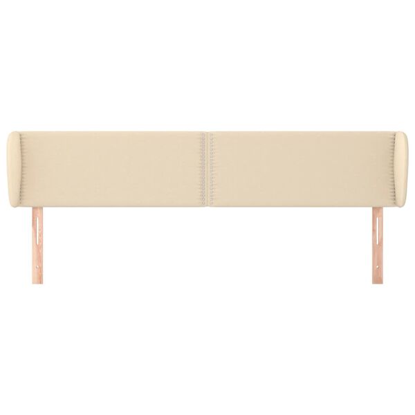 vidaXL Cabeceira de cama c/ abas tecido 203x23x78/88 cm creme
