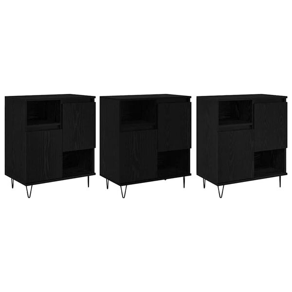 vidaXL Buffet 3 pcs Carvalho Preto 60 x 35 x 70 cm