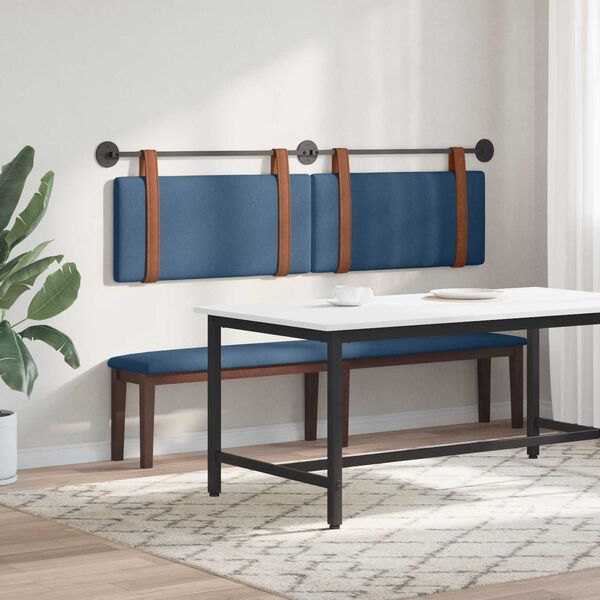 vidaXL Cabeceira Suspensa Liso Azul 170 x 55 x 5 cm PU Antigo
