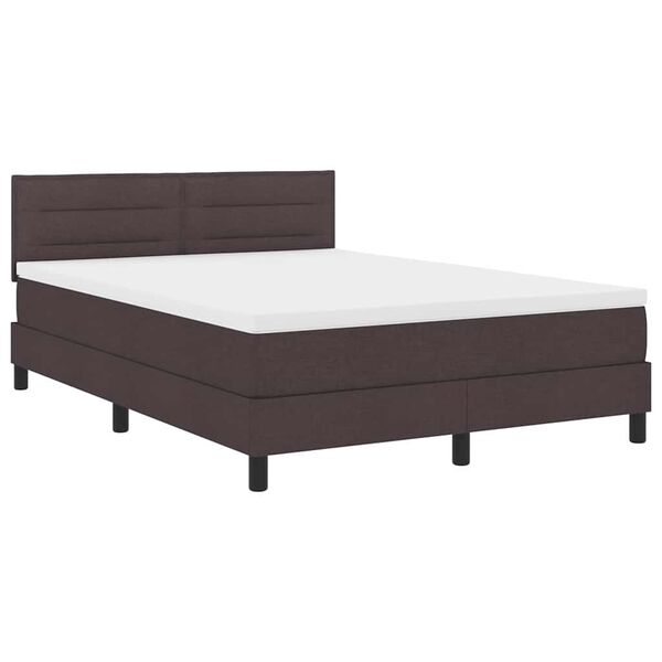 vidaXL Cama box spring com colch&atilde;o Marrom Escuro 140 x 190 cm tecido