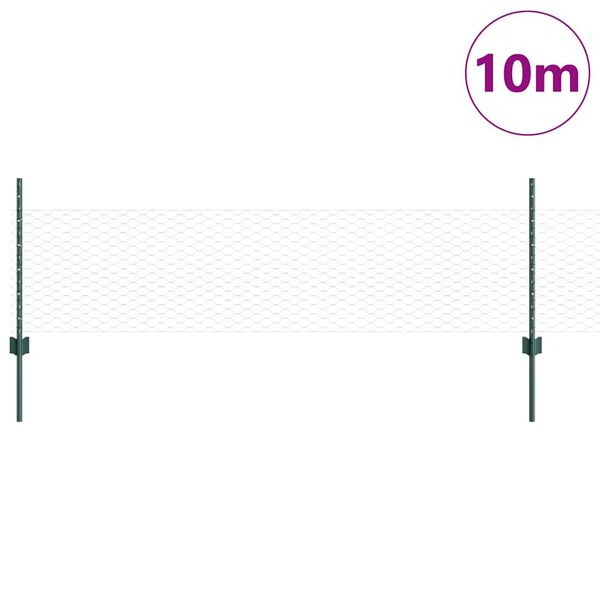 vidaXL Cerca com Poste Verde 0,5 x 10 m A&ccedil;o e PVC