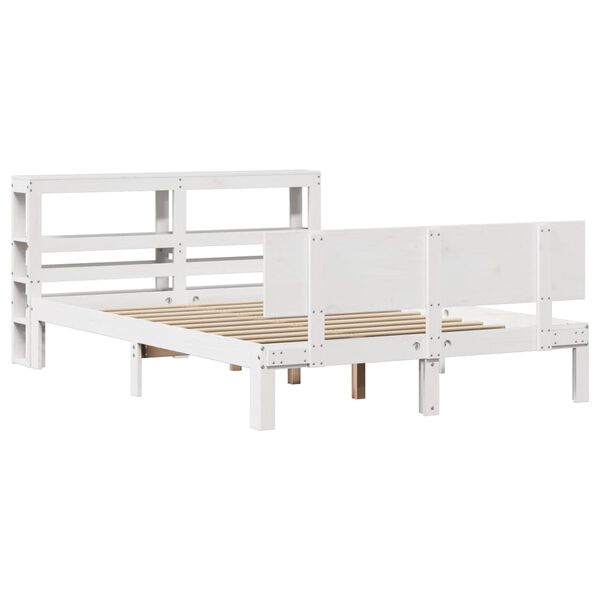 vidaXL Estrutura de cama c/ cabeceira 150x200 cm pinho maciço branco