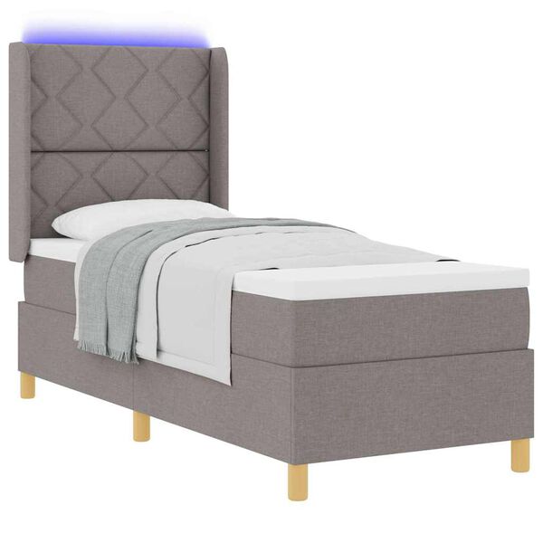vidaXL Cama Box com colch&atilde;o Cinzento-acastanhado 140 x 200 cm tecido