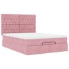 vidaXL Estrutura de cama otomana com colch&otilde;es 140x200 cm veludo rosa