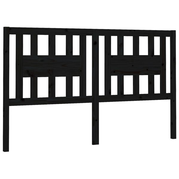 vidaXL Cabeceira de cama 146x4x100 cm pinho maci&ccedil;o preto