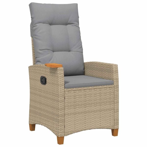 vidaXL Cadeira reclin&aacute;vel com prato para ch&aacute; 62 x 64 x 112 cm vime PE