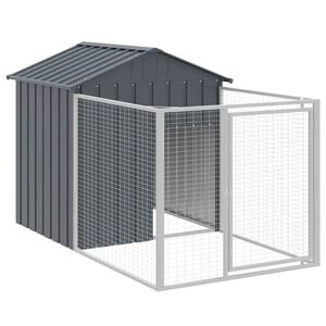vidaXL Casota para c&atilde;es com parque a&ccedil;o galvanizado antracite