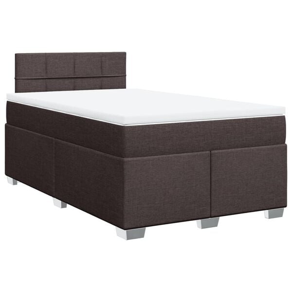 vidaXL Cama boxspring com colch&atilde;o 120x190 cm tecido castanho-escuro