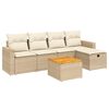 vidaXL 6 pcs conjunto de sof&aacute;s p/ jardim com almofad&otilde;es vime PE bege