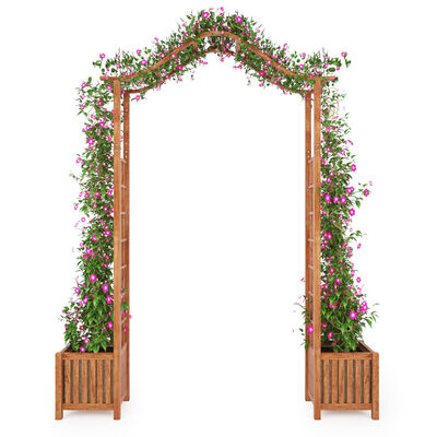 vidaXL Arco com vasos de jardim madeira de acácia maciça 180x40x218 cm