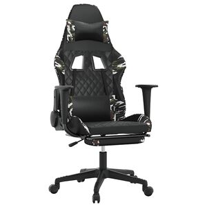 vidaXL Cadeira gaming massagens apoio p&eacute;s couro artif preto/camuflagem