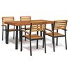vidaXL Conj. jantar p/ jardim 5 pcs madeira de ac&aacute;cia maci&ccedil;a e metal