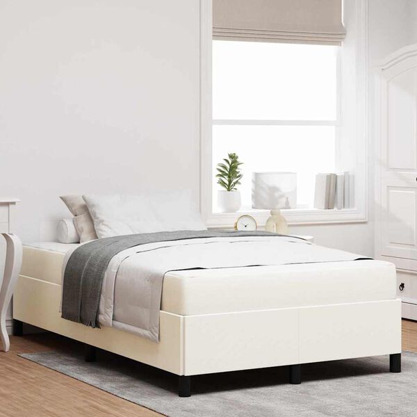 vidaXL Estrutura da Cama com colch&atilde;o Creme 120 x 190 cm tecido