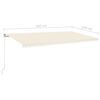 vidaXL Toldo retrátil manual com LED 600x300 cm cor creme