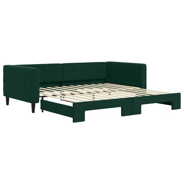 vidaXL Sof&aacute;-cama com gavet&atilde;o 100x200 cm veludo verde-escuro