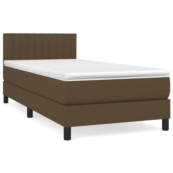 vidaXL Cama com molas/colchão 90x190 cm tecido castanho-escuro