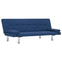 vidaXL Sofá-cama com duas almofadas poliéster azul