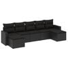 vidaXL 7 pcs conjunto de sof&aacute;s p/ jardim c/ almofad&otilde;es vime PE preto