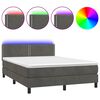 vidaXL Cama box spring c/ colch&atilde;o/LED 140x190cm veludo cinzento-escuro