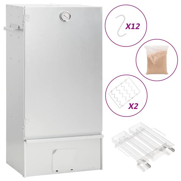 vidaXL Defumador p/ churrasqueira c/ gerador fumo frio aço galvanizado