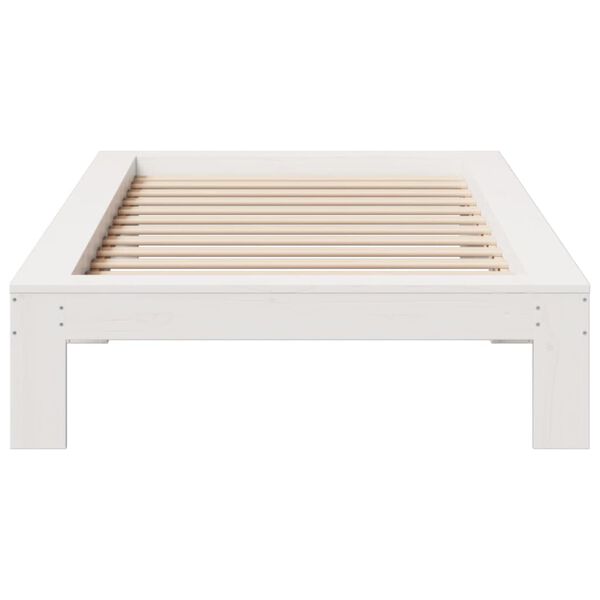 vidaXL Cama sem colch&atilde;o 100x200 cm madeira de pinho maci&ccedil;a branco