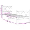 vidaXL Estrutura de cama com cabeceira e p&eacute;s 75x190 cm metal branco