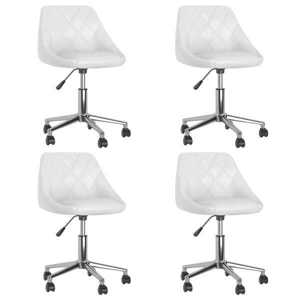 vidaXL Cadeiras de jantar girat&oacute;rias 4 pcs couro artificial branco