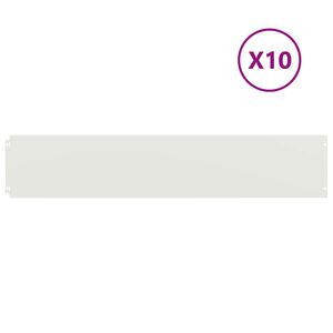 vidaXL Orlas de relva 10 pcs branco 20x103 cm a&ccedil;o laminado a frio
