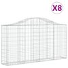 vidaXL Cestos gabi&atilde;o arqueados 8pcs 200x30x100/120cm ferro galvanizado