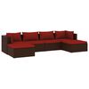 vidaXL 6 pcs conjunto lounge jardim c/ almofad&otilde;es vime PE castanho