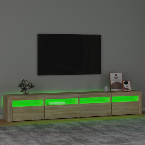 vidaXL M&oacute;vel de TV com luzes LED 240x35x40 cm carvalho sonoma