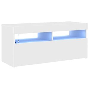 vidaXL M&oacute;vel de TV com luzes LED 90x35x40 cm branco
