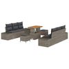 vidaXL Conjunto de Sof&aacute; de Jardim 9 unid. Cinzeto vime PE