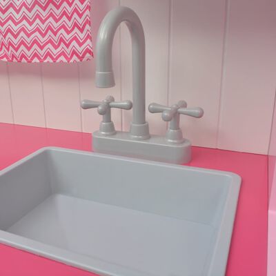 vidaXL Cozinha de brincar, madeira, 82x30x100cm, rosa e branco