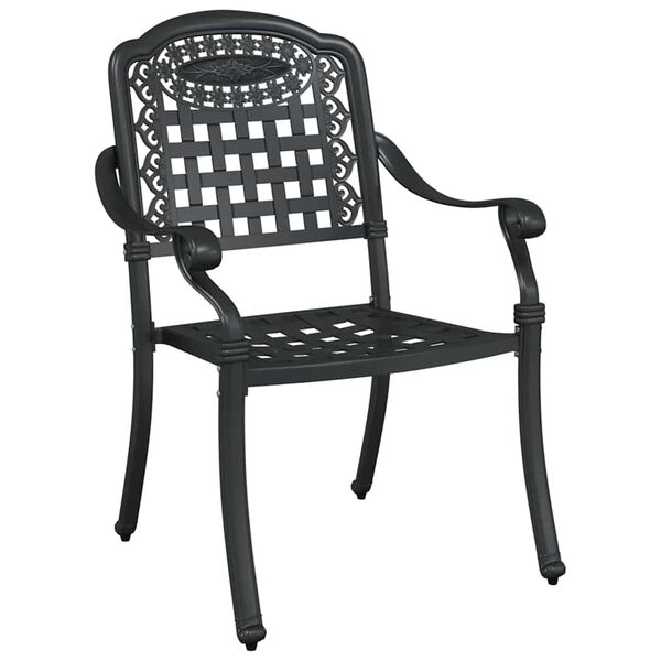 vidaXL Conjunto de Mesa de Jardim 3 pcs Preto Alum&iacute;nio Fundido