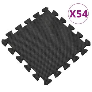 vidaXL Tapetes de ch&atilde;o 54 pcs 4,86㎡ espuma de EVA preto